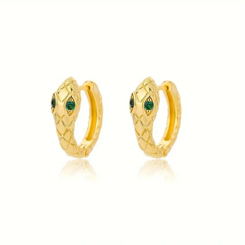 18K Gold Snake Hoop Earrings