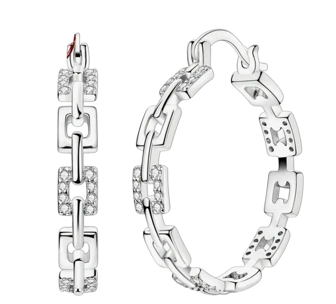 Cubic Hoops 18k White Gold Plated