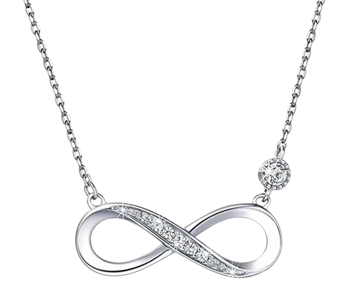 Infinity Necklace 18k White Gold Plated CZ