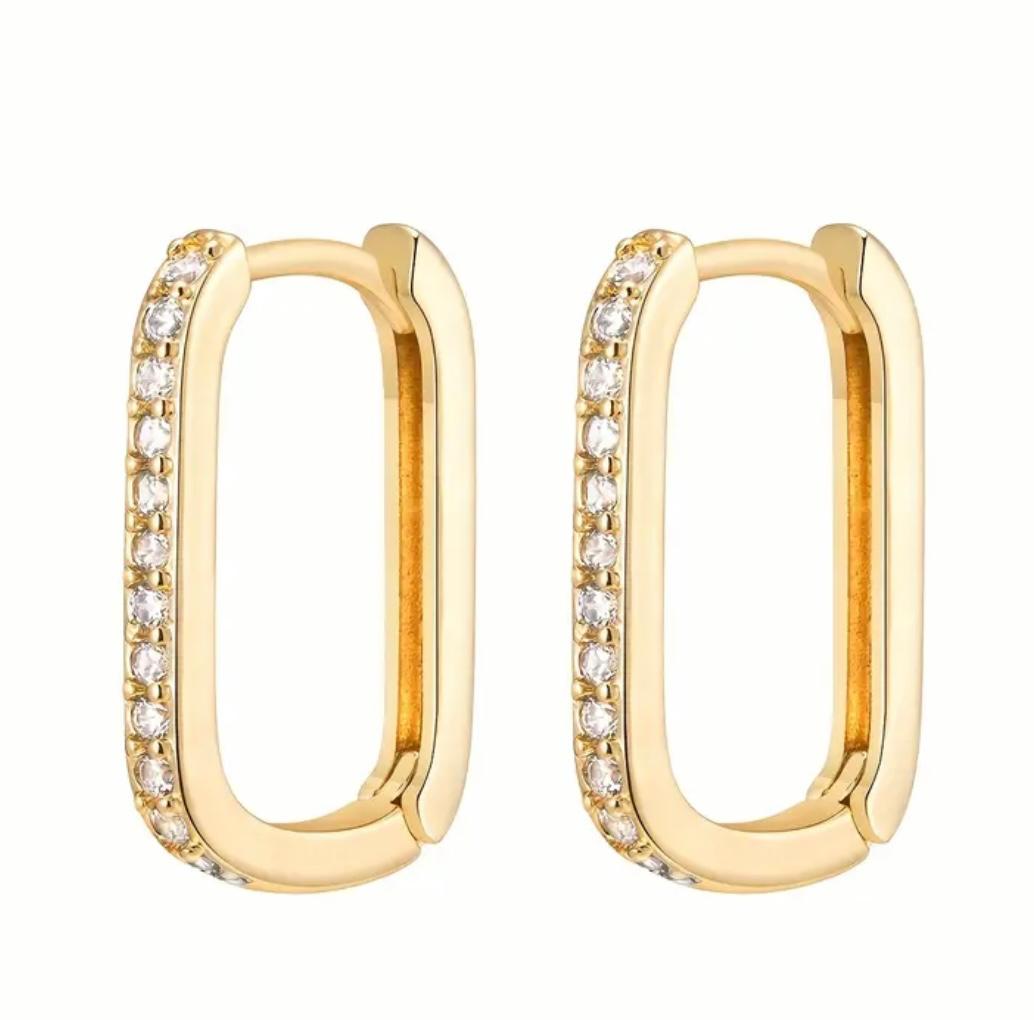 18k Gold Plated CZ Hoops