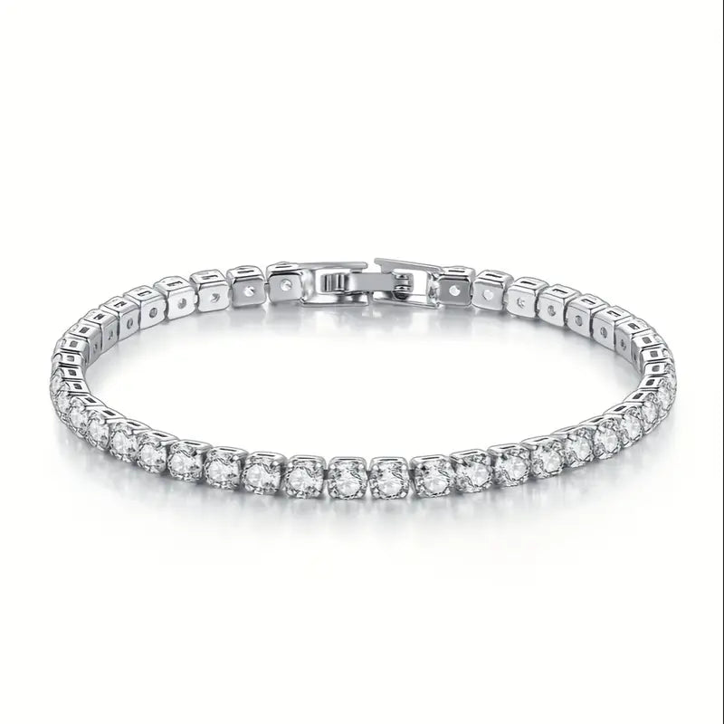 Rhodium Finish Tennis Bracelet