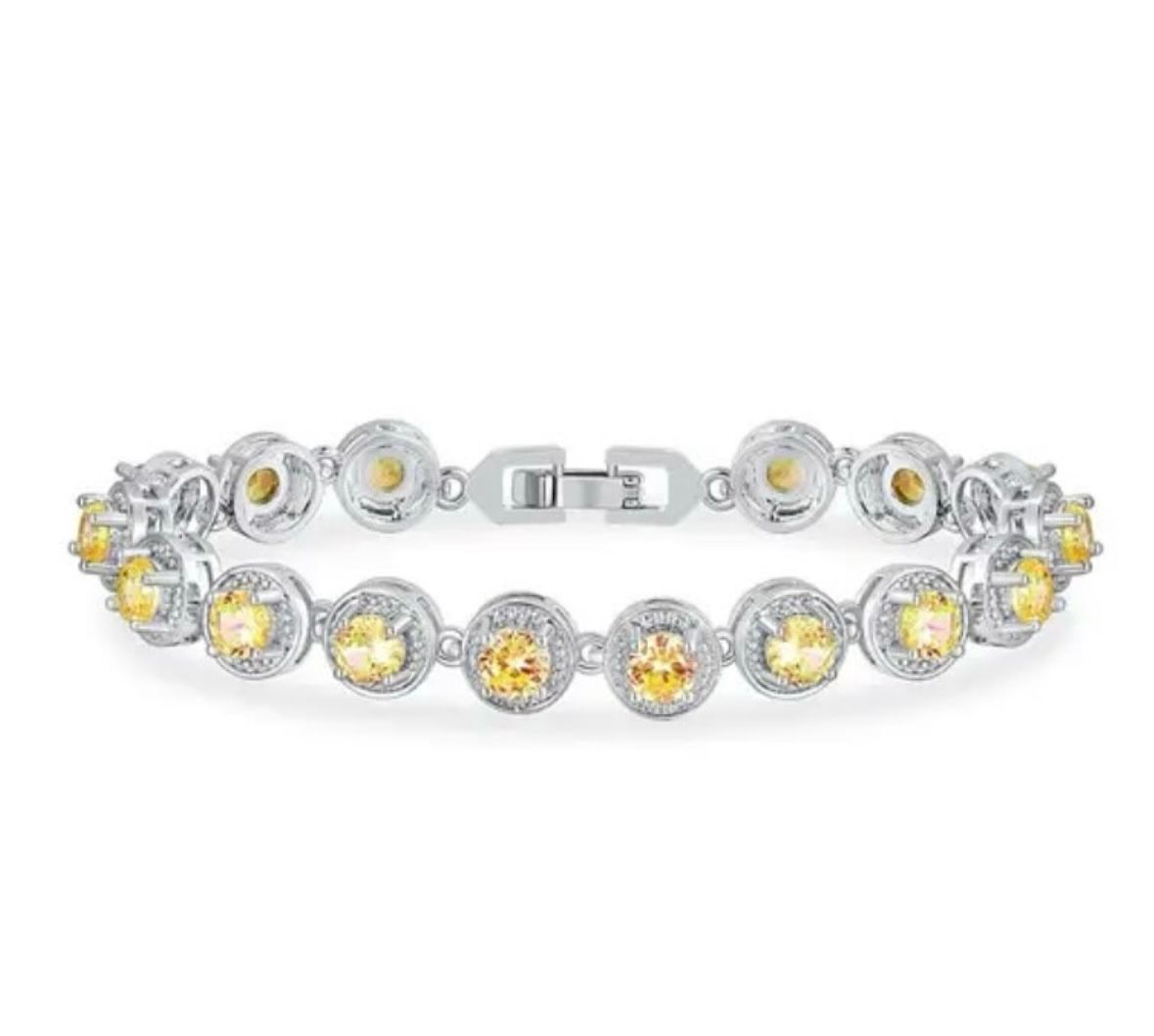 Tennis Bracelet 18K White Gold Yellow CZ