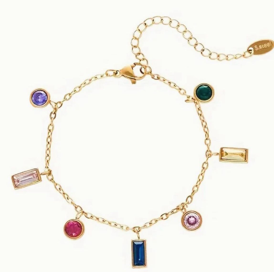 18K Gold Plated Bracelet with Gemstones