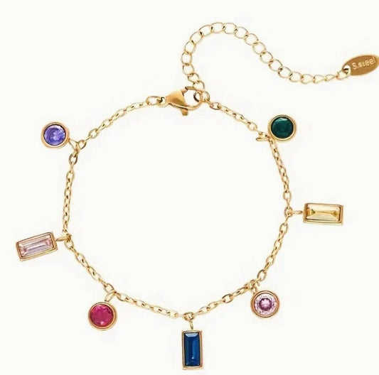 18K Gold Plated Bracelet with Gemstones