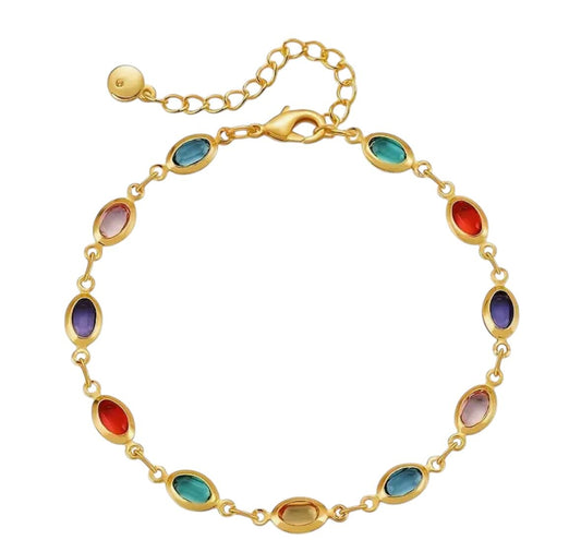 18K Gold Plated Bracelet with CZ Gemstones