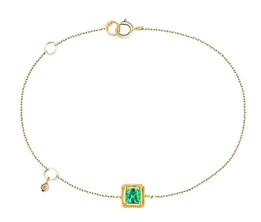 18K Gold plated Chain Bracelet Green CZ