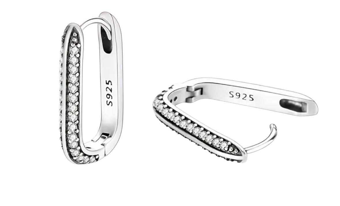 925 Silver Hoop CZ Earrings