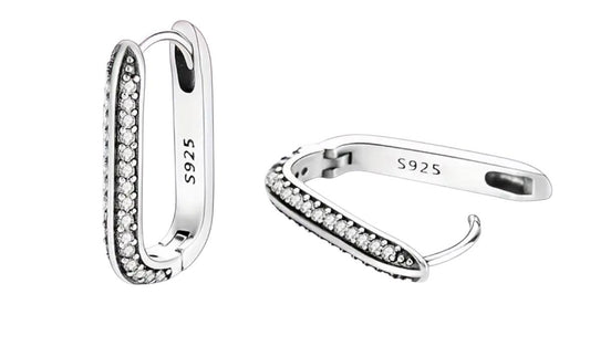 925 Silver Hoop CZ Earrings