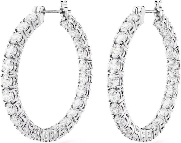 Rhodium Finish CZ Hoops
