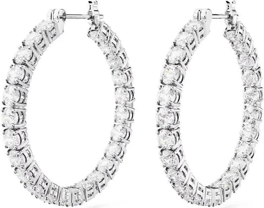 Rhodium Finish CZ Hoops